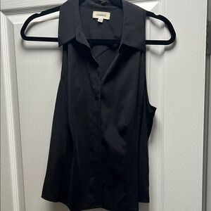 L'AGENCE Black Sleeveless Button Down Blouse